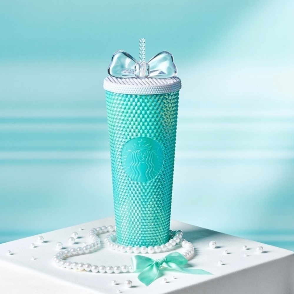 HTF Starbucks Philippines 2023 Tiffany Blue Studded Tumbler w/Crystal Bow